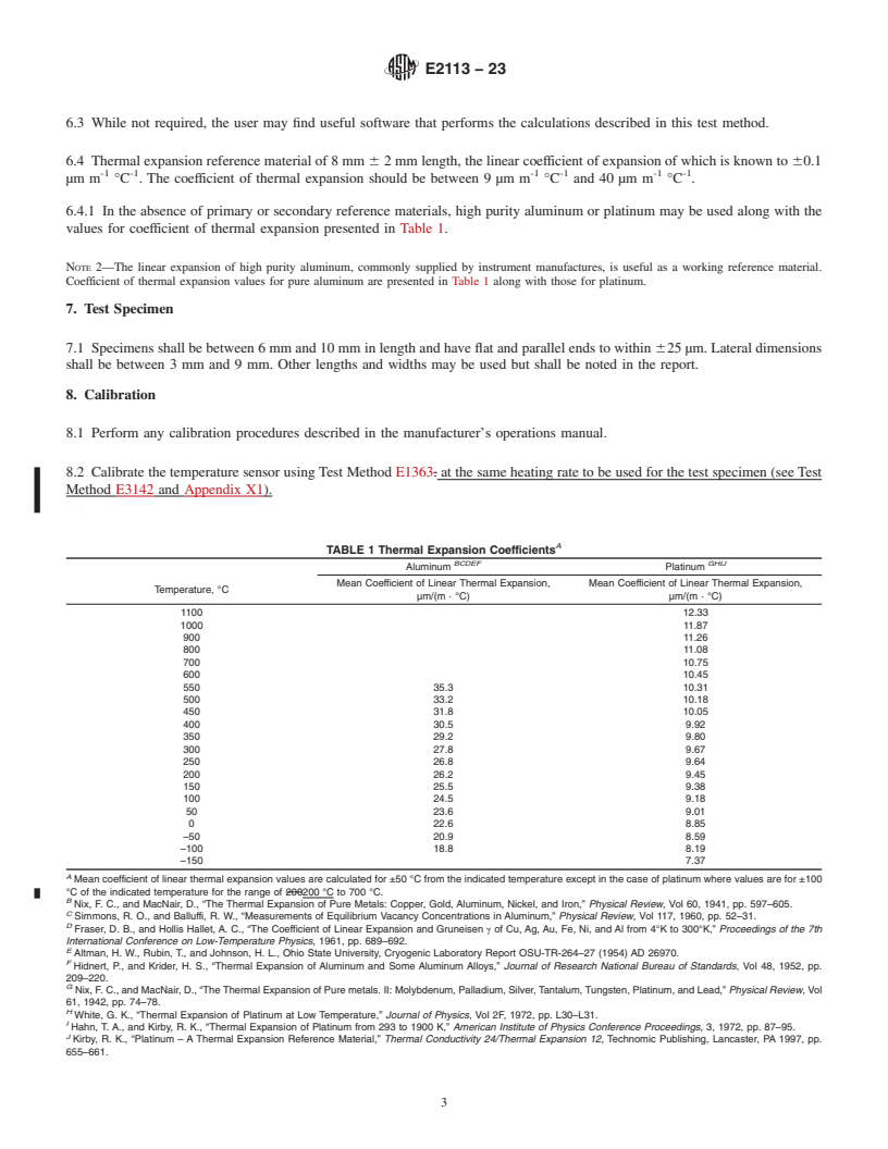 REDLINE ASTM E2113-23 - Standard Test Method for  Length Change Calibration of Thermomechanical Analyzers