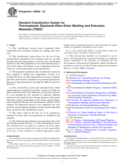 ASTM D6835-23 ASTM D6835-23 - Standard Classification System for Thermoplastic Elastomer-Ether-Ester Molding and Extrusion Materials (TEEE) - Page 1 preview