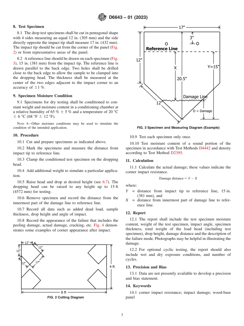 ASTM D6643-01(2023) - Standard Test Method for  Testing Wood-Base Panel Corner Impact Resistance