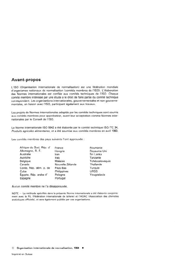 ISO 5542:1984 ISO 5542:1984 - Lait -- Détermination de la teneur en protéines -- Méthode au noir amido (Méthode pratique) - Page 2 preview