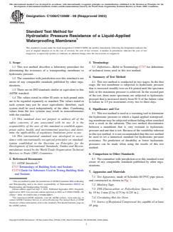ASTM C1306/C1306M-08(2023) ASTM C1306/C1306M-08(2023) - Standard Test Method for Hydrostatic Pressure Resistance of a Liquid-Applied Waterproofing Membrane - Page 1 preview