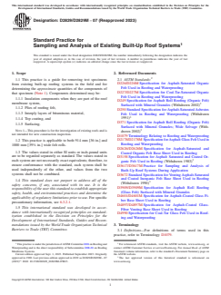 ASTM D2829/D2829M-07(2023) ASTM D2829/D2829M-07(2023) - Standard Practice for Sampling and Analysis of Existing Built-Up Roof Systems - Page 1 preview