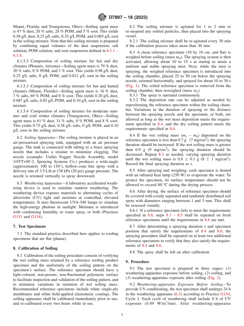 ASTM D7897-18(2023) - Standard Practice for Laboratory Soiling and Weathering of Roofing Materials to Simulate Effects of Natural Exposure on Solar Reflectance and Thermal Emittance