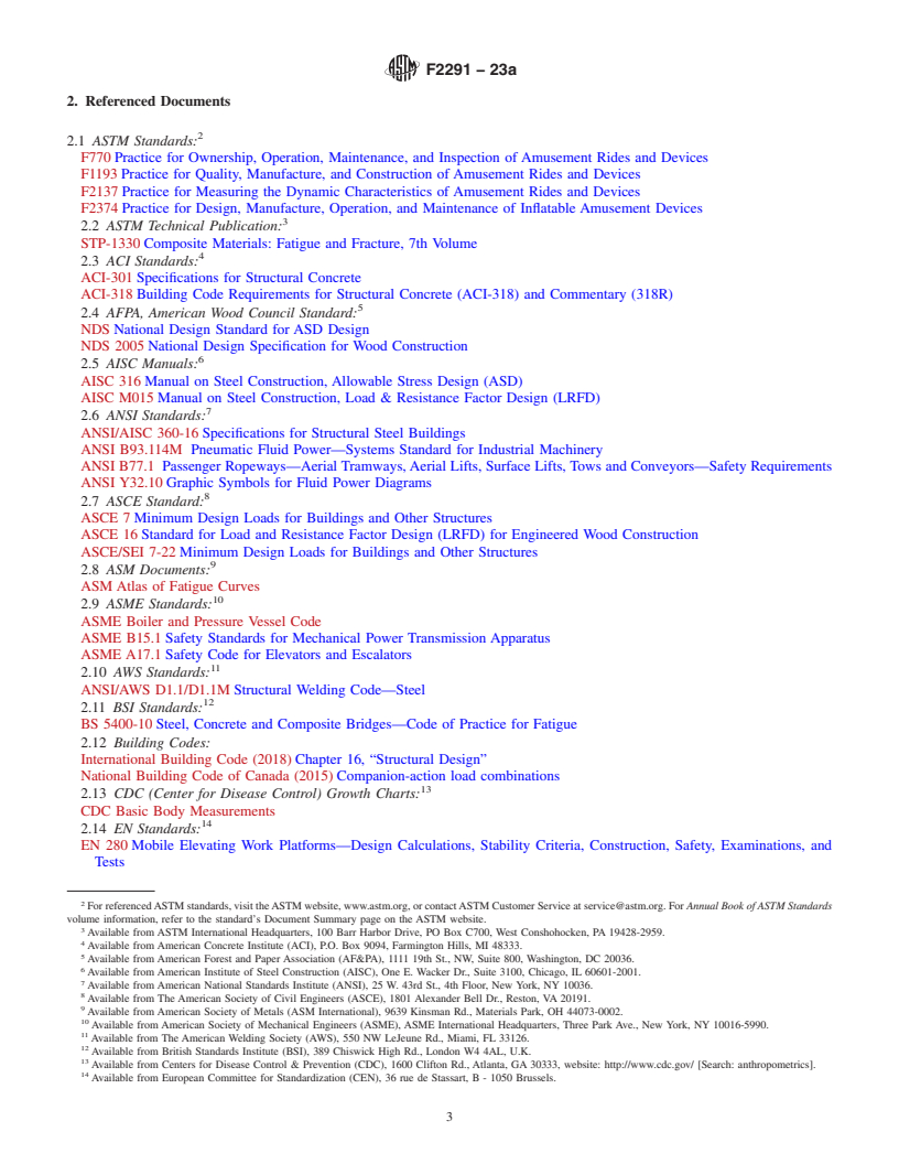 REDLINE ASTM F2291-23a - Standard Practice for Design of Amusement Rides and Devices