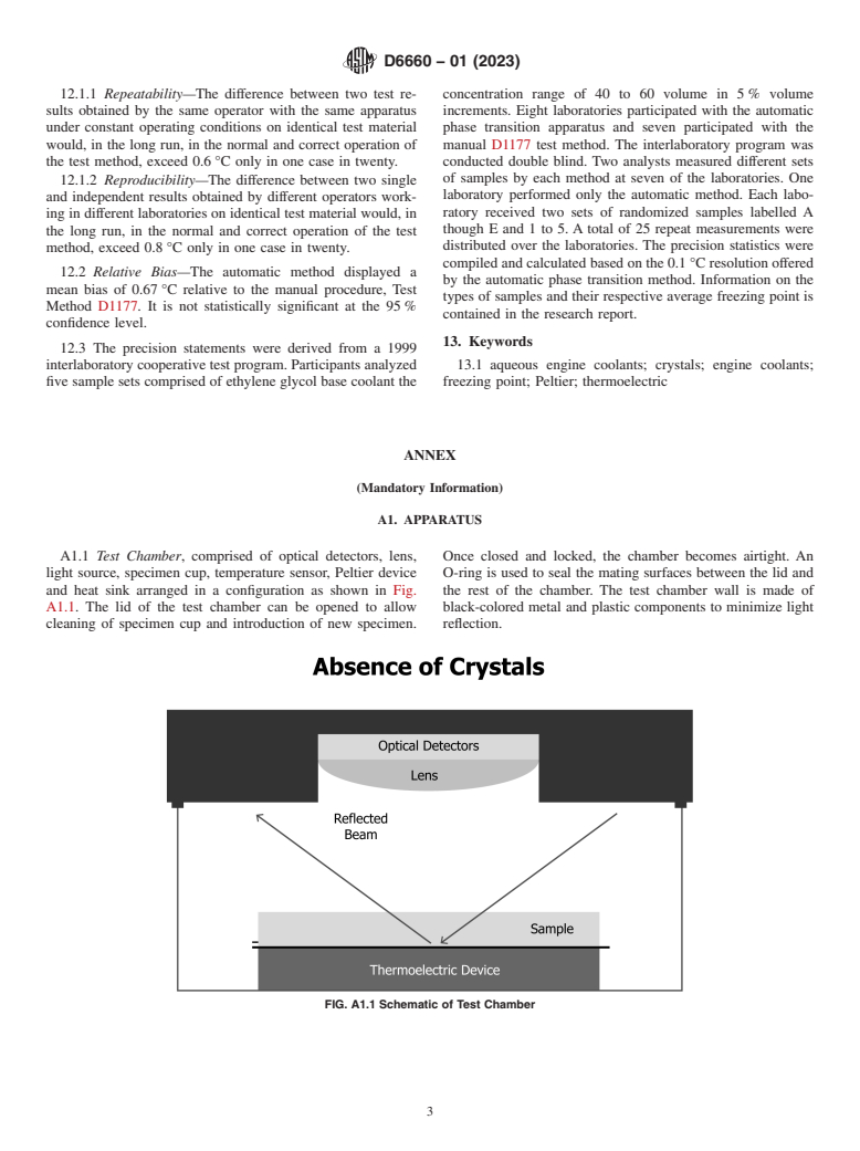 ASTM D6660-01(2023) - Standard Test Method for Freezing Point of Aqueous Ethylene Glycol Base Engine Coolants  by Automatic Phase Transition Method