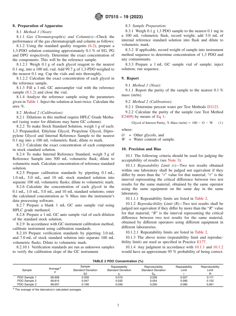 ASTM D7515-19(2023) - Standard Test Method for Purity of 1,3-Propanediol (Gas Chromatographic Method)