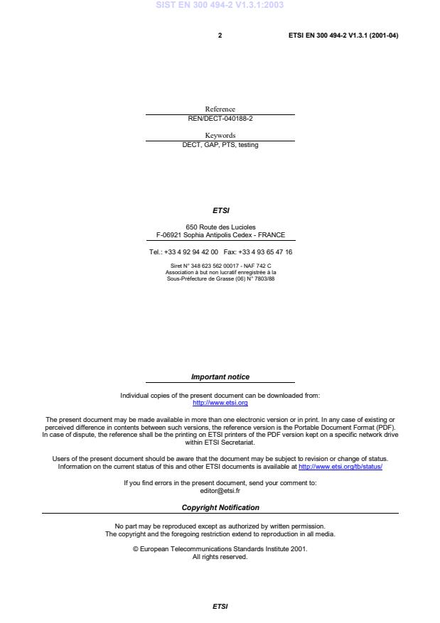 SIST EN 300 494-2 V1.3.1:2003 SIST EN 300 494-2 V1.3.1:2003 - Page 4 preview