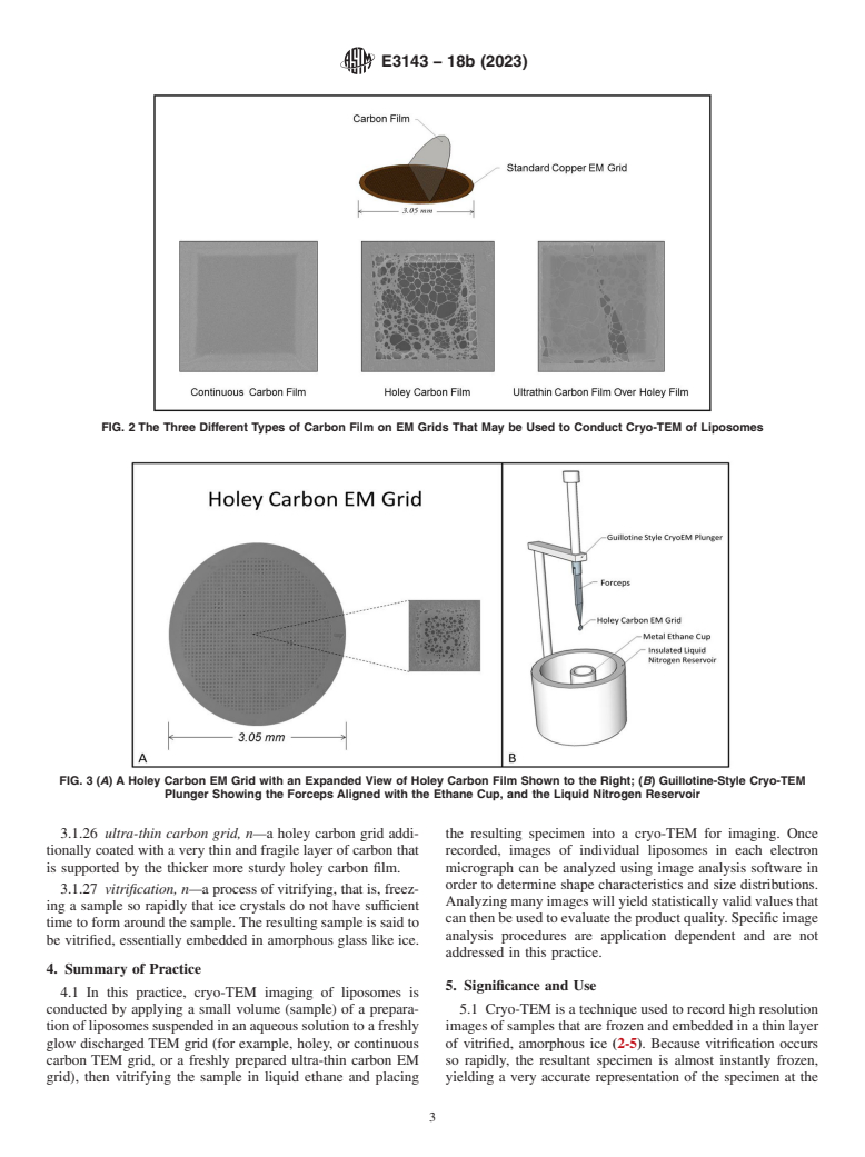 ASTM E3143-18b(2023) - Standard Practice for Performing Cryo-Transmission Electron Microscopy of Liposomes