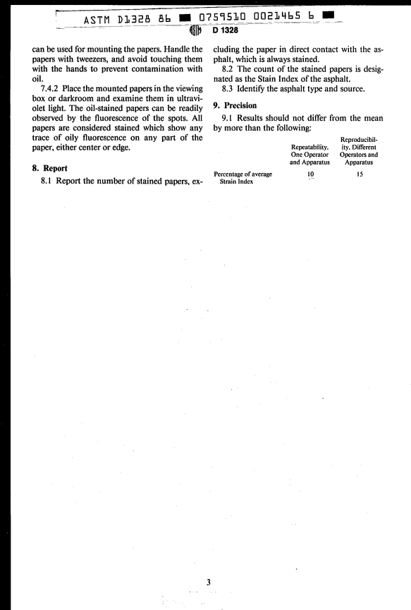 ASTM D1328-86 - Test Method for Staining Properties of Asphalt (Withdrawn 1992)