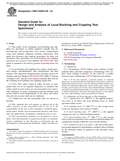 ASTM D8511/D8511M-23 ASTM D8511/D8511M-23 - Standard Guide for Design and Analysis of Local Buckling and Crippling Test Specimens - Page 1 preview