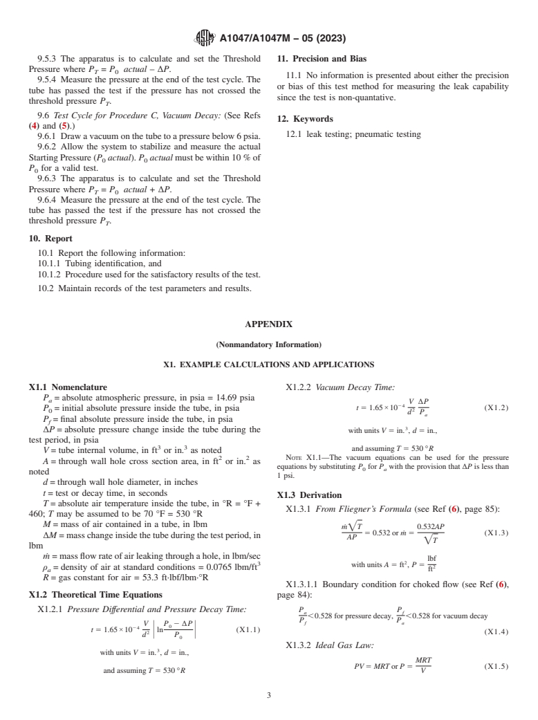 ASTM A1047/A1047M-05(2023) - Standard Test Method for  Pneumatic Leak Testing of Tubing