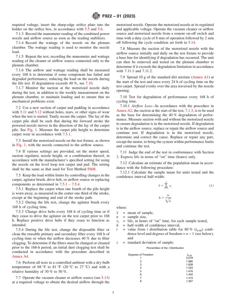 ASTM F922-01(2023) - Standard Test Method for  Motor Life Evaluation of an Electric Motorized Nozzle