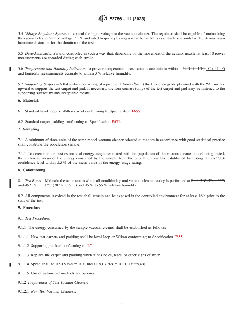 REDLINE ASTM F2756-11(2023) - Standard Test Method for  Determining Energy Consumption of Vacuum Cleaners