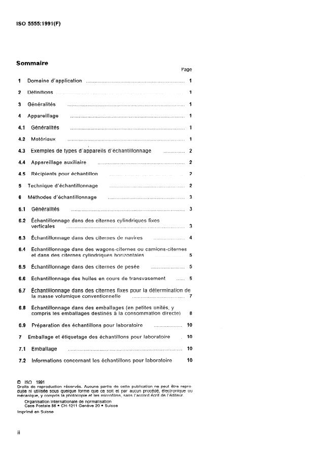 ISO 5555:1991 ISO 5555:1991 - Corps gras d'origines animale et végétale -- Échantillonnage - Page 2 preview