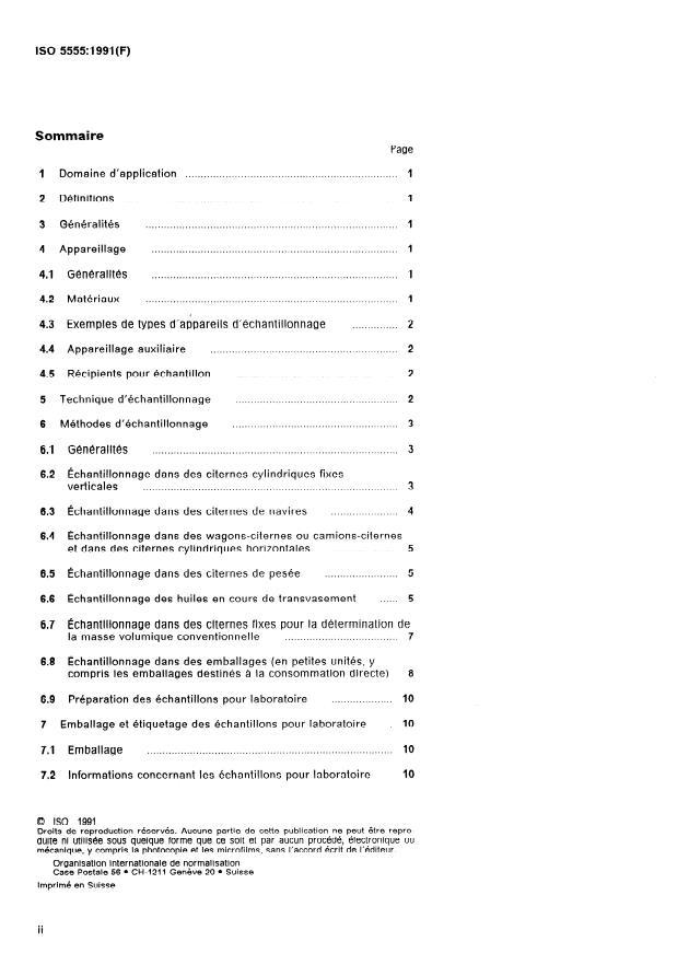 ISO 5555:1991 ISO 5555:1991 - Corps gras d'origines animale et végétale -- Échantillonnage - Page 2 preview