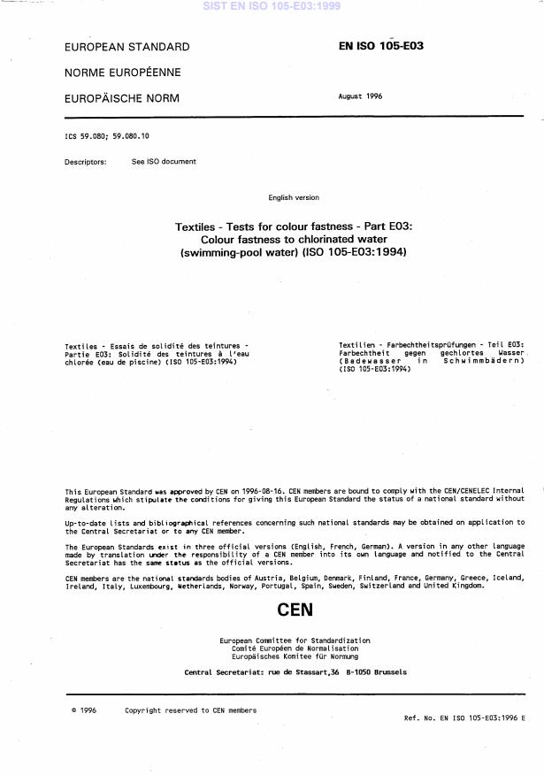 EN ISO 105-E03:1999