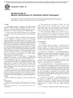 ASTM F3568-23 ASTM F3568-23 - Standard Guide for Medical Qualifications for Suborbital Vehicle Passengers - Page 1 preview