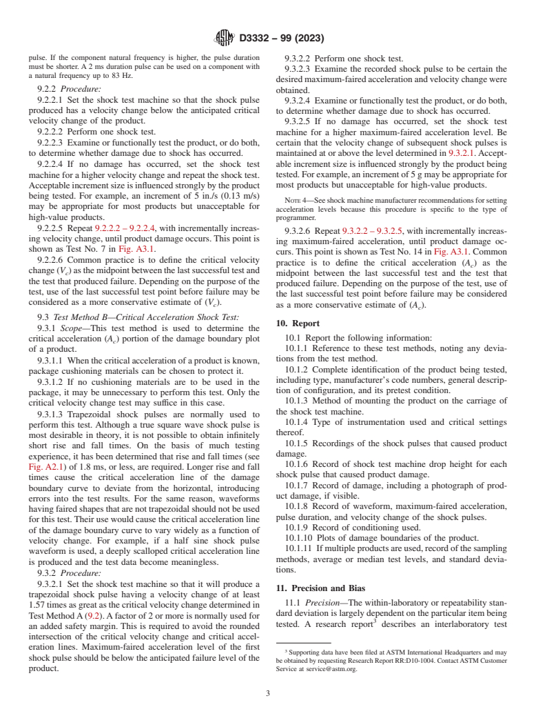 ASTM D3332-99(2023) - Standard Test Methods for Mechanical-Shock Fragility of Products, Using Shock Machines