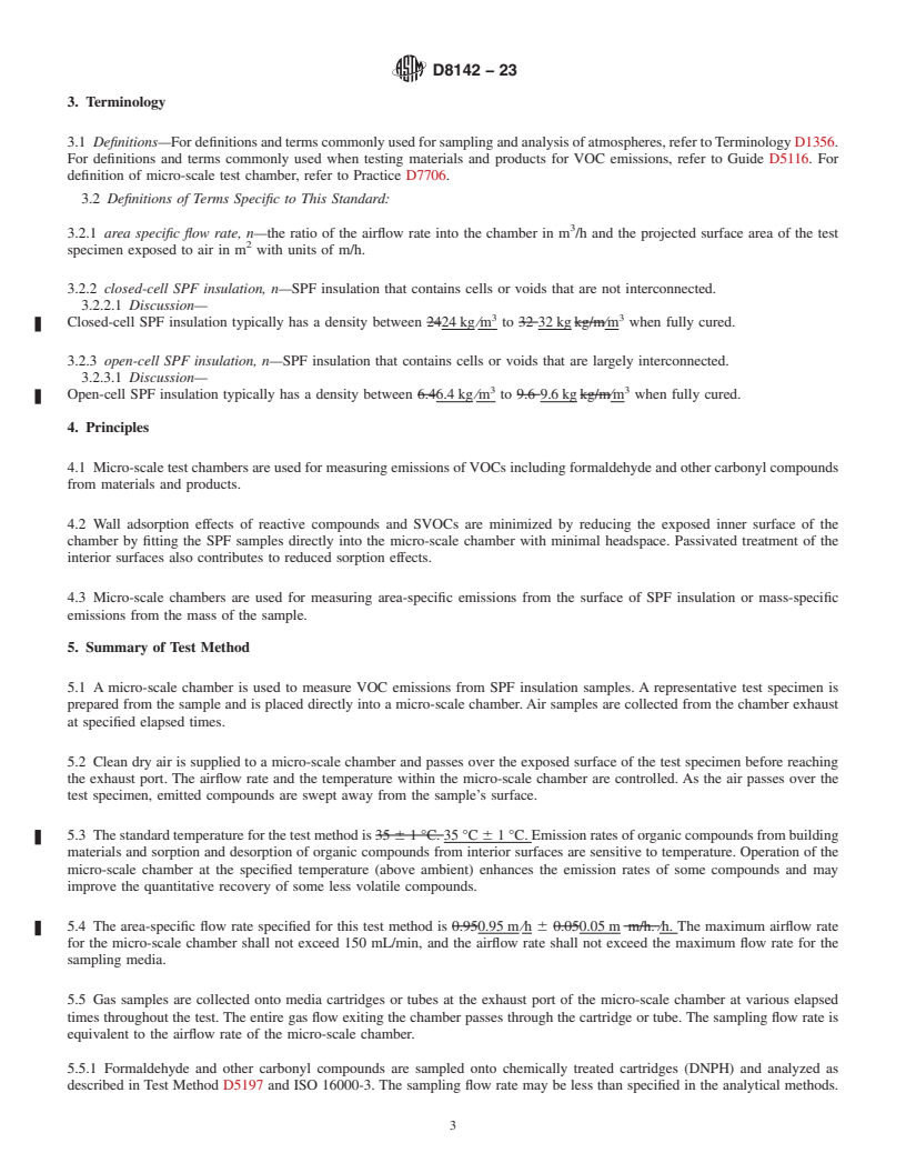 REDLINE ASTM D8142-23 - Standard Test Method for Determining Chemical Emissions from Spray Polyurethane Foam  (SPF) Insulation using Micro-Scale Environmental Test Chambers