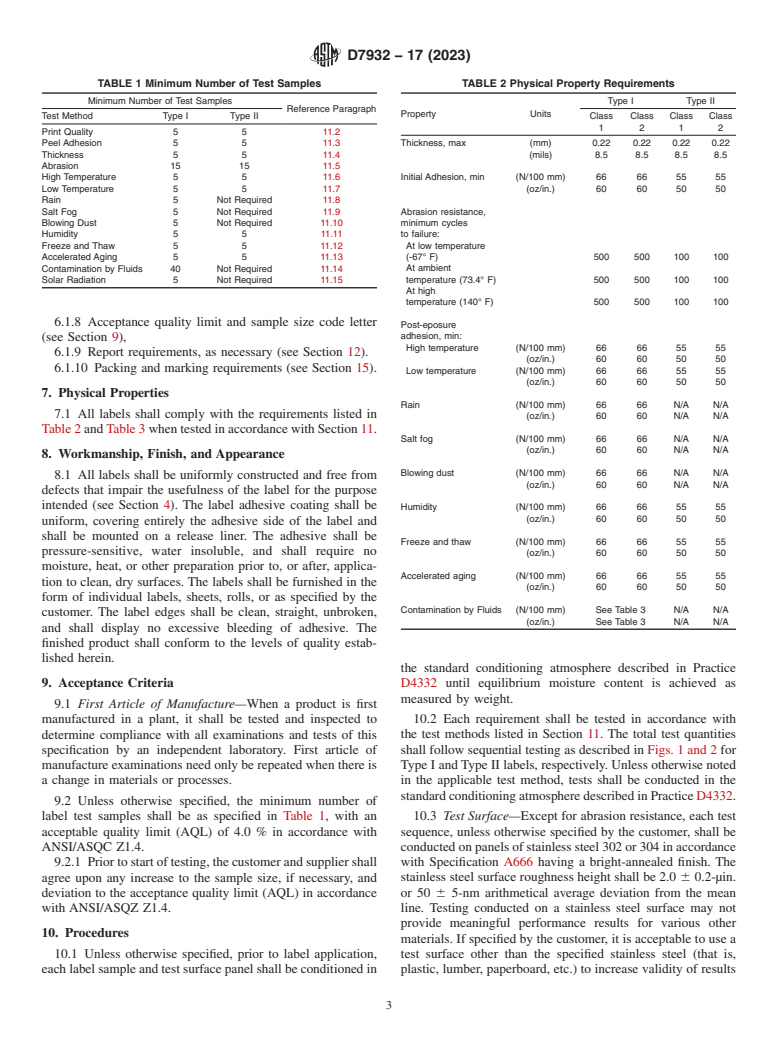 ASTM D7932-17(2023) - Standard Specification for Printed, Pressure-Sensitive Adhesive Labels for Use in Extreme  Distribution Environments