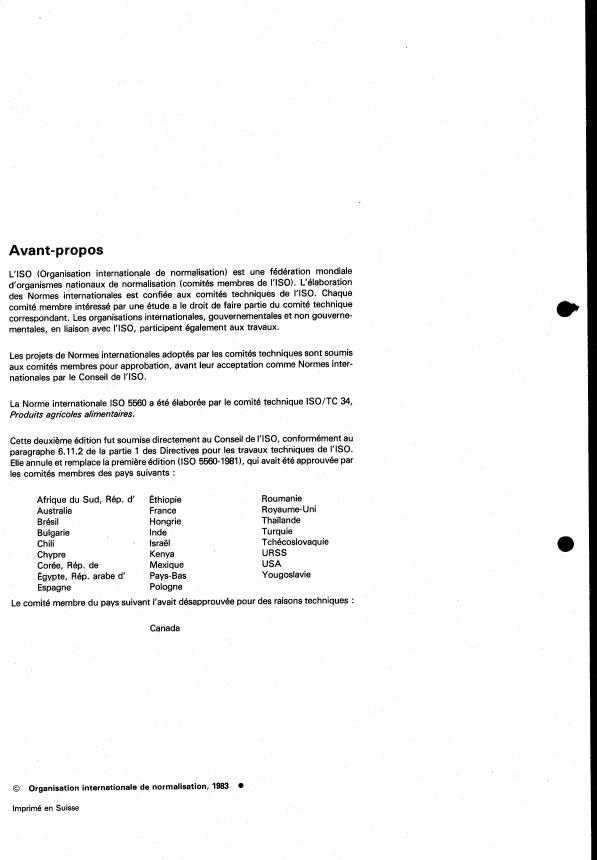 ISO 5560:1983 ISO 5560:1983 - Ail déshydraté -- Spécifications - Page 2 preview