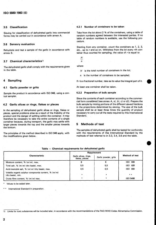 ISO 5560:1983 ISO 5560:1983 - Dehydrated garlic -- Specification - Page 4 preview