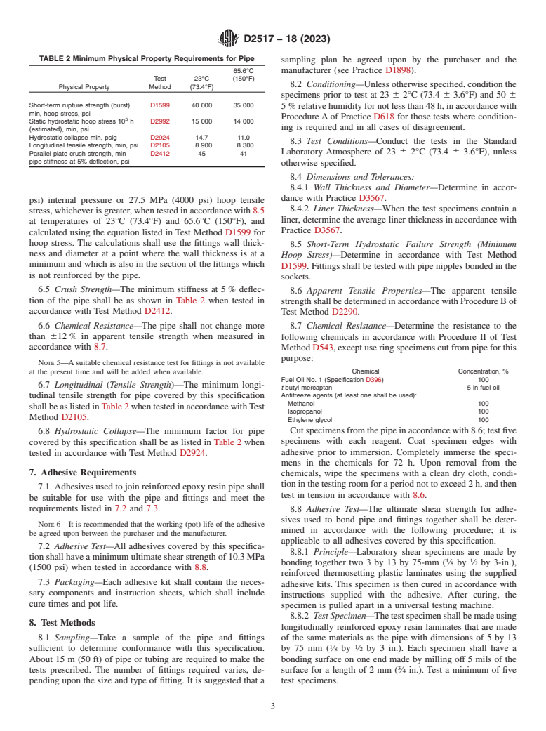 ASTM D2517-18(2023) - Standard Specification for  Reinforced Epoxy Resin Gas Pressure Pipe and Fittings