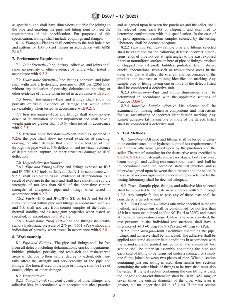 ASTM D5677-17(2023) - Standard Specification for  Fiberglass (Glass-Fiber-Reinforced Thermosetting-Resin) Pipe  and Pipe Fittings, Adhesive Bonded Joint Type, for Aviation Jet Turbine  Fuel Lines