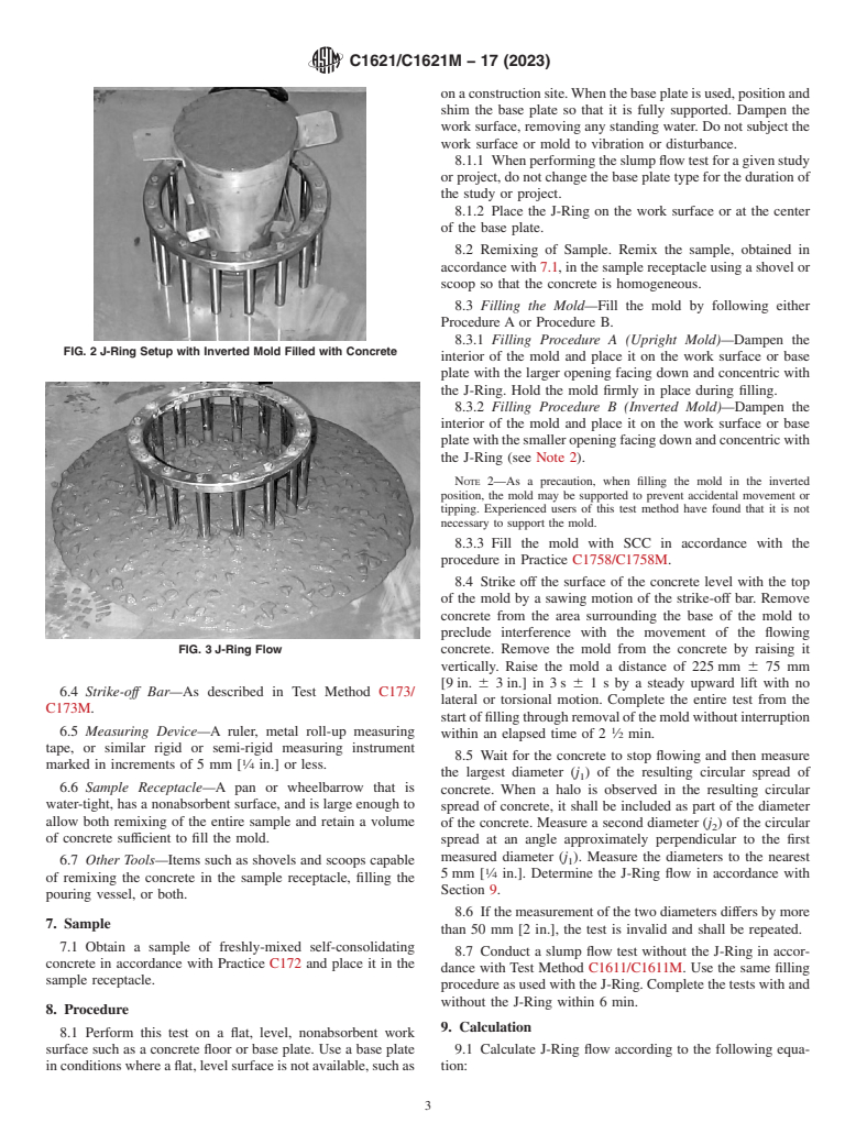 ASTM C1621/C1621M-17(2023) - Standard Test Method for  Passing Ability of Self-Consolidating Concrete by J-Ring