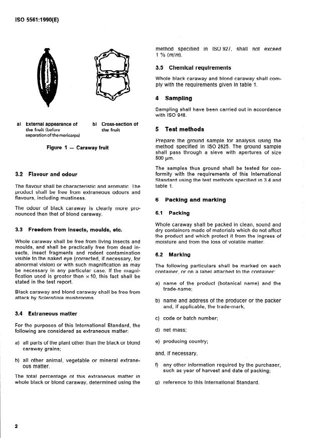 ISO 5561:1990 ISO 5561:1990 - Black caraway and blond caraway (Carum carvi Linnaeus), whole -- Specification - Page 4 preview