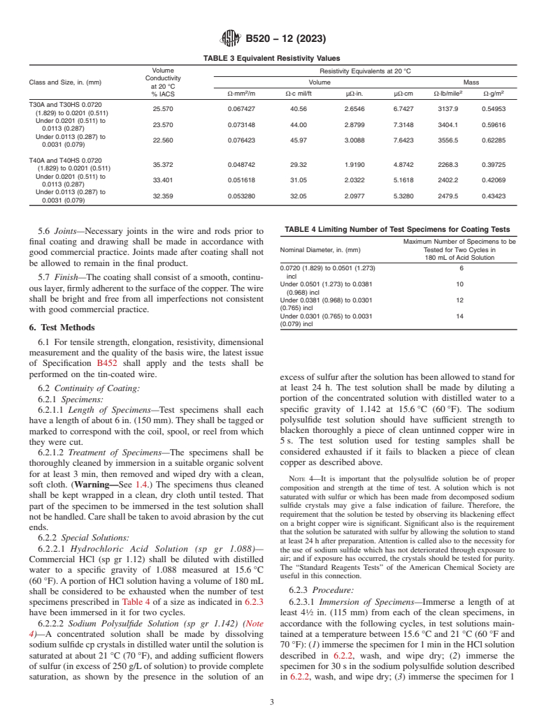 ASTM B520-12(2023) - Standard Specification for Tin-Coated, Copper-Clad Steel Wire for Electronic Application