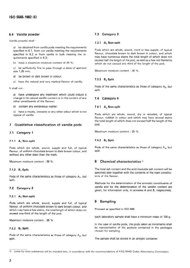 ISO 5565:1982 ISO 5565:1982 - Vanilla (Vanilla fragrans (Salisbury) Ames) -- Specification - Page 4 preview