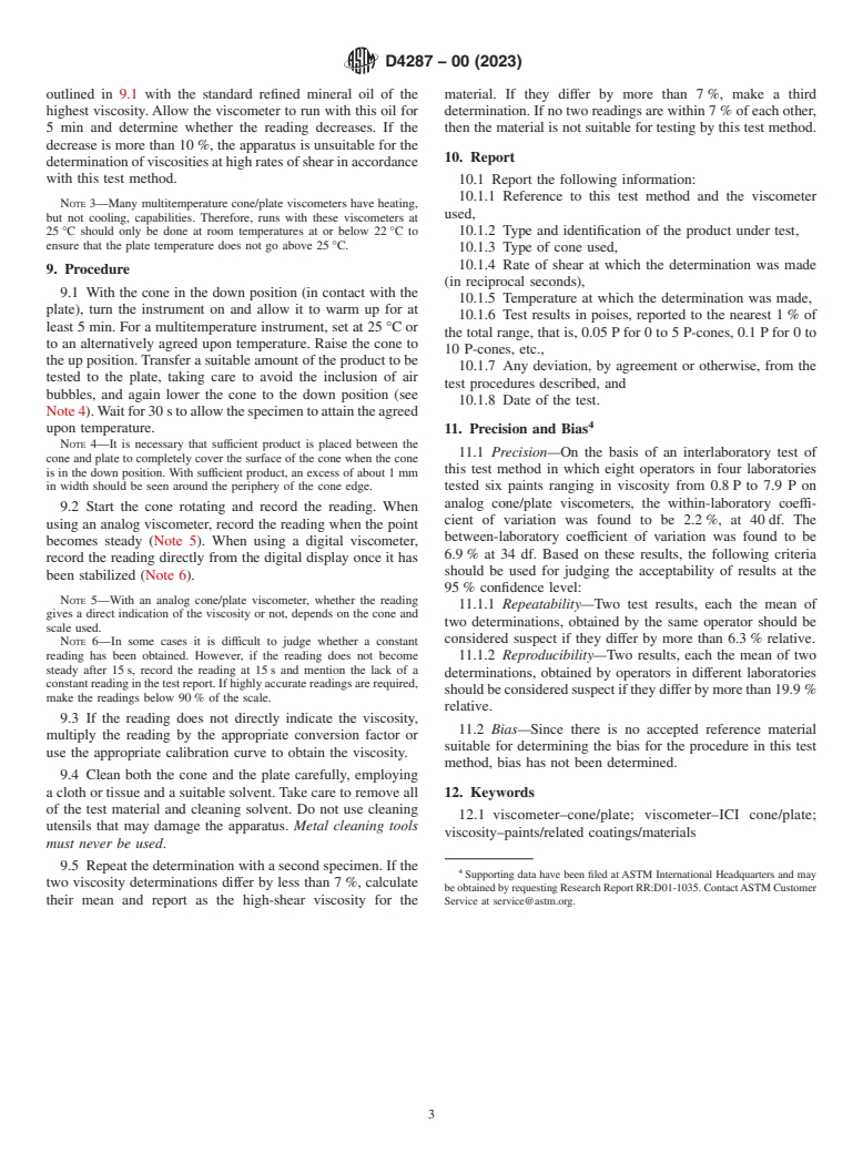 ASTM D4287-00(2023) - Standard Test Method for High-Shear Viscosity Using a Cone/Plate Viscometer