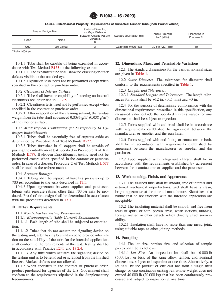 ASTM B1003-16(2023) - Standard Specification for Seamless Copper Tube for Linesets