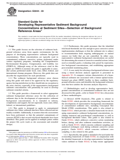 ASTM E3344-23 ASTM E3344-23 - Standard Guide for Developing Representative Sediment Background Concentrations at Sediment Sites—Selection of Background Reference Areas