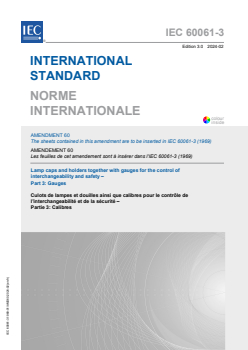 IEC 60061-3:1969/AMD60:2024 IEC 60061-3:1969/AMD60:2024 - Amendment 60 - Lamp caps and holders together with gauges for the control of interchangeability and safety - Part 3: Gauges
Released:2/14/2024
Isbn:9782832282410 - Page 1 preview