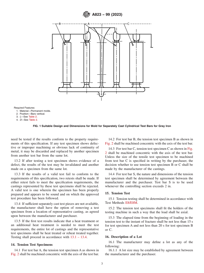 ASTM A823-99(2023) - Standard Specification for  Statically Cast Permanent Mold Gray Iron Castings