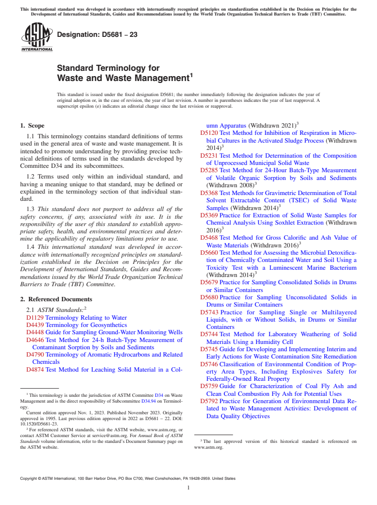 ASTM D5681-23 - Standard Terminology for  Waste and Waste Management