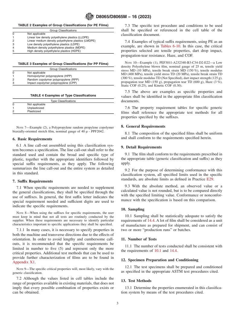 ASTM D8065/D8065M-16(2023) - Standard Classification System and Basis for Specification for Specifying Plastic Films