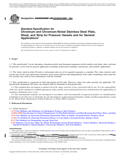 REDLINE ASTM A240/A240M-23a - Standard Specification for  Chromium and Chromium-Nickel Stainless Steel Plate, Sheet,  and Strip for Pressure Vessels and for General Applications