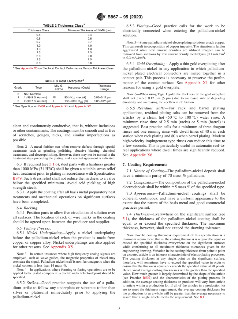 ASTM B867-95(2023) - Standard Specification for  Electrodeposited Coatings of Palladium-Nickel for Engineering  Use