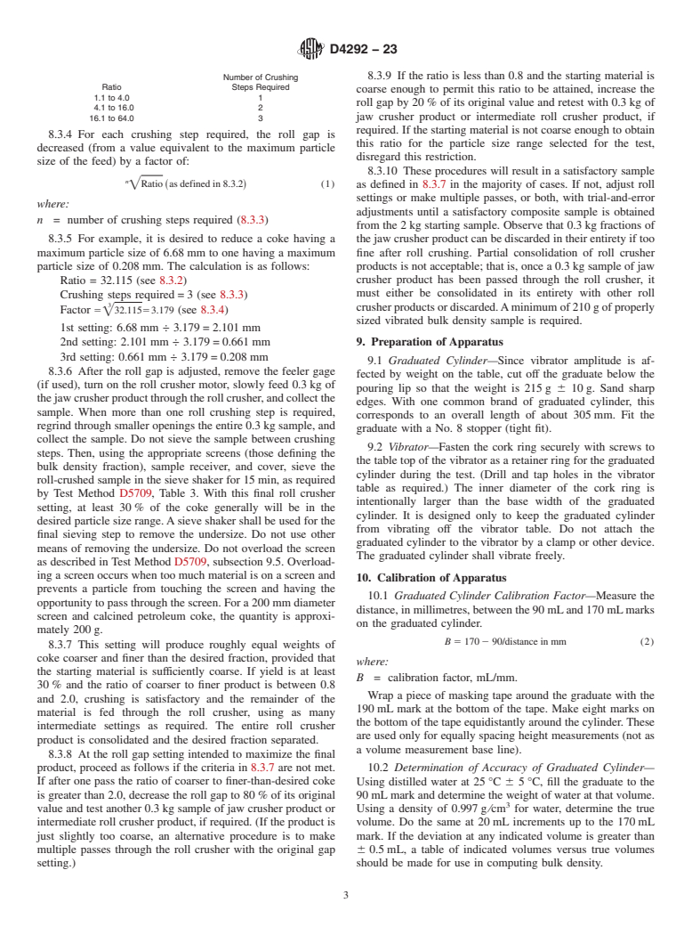 ASTM D4292-23 - Standard Test Method for  Determination of Vibrated Bulk Density of Calcined Petroleum   Coke