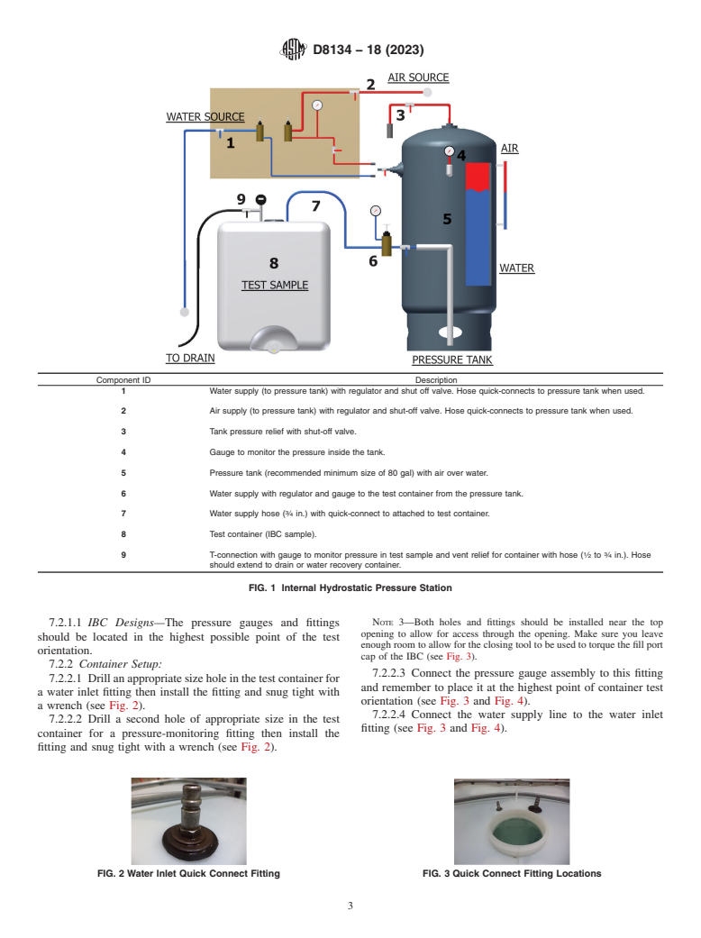 ASTM D8134-18(2023) - Standard Guide for Conducting Internal Hydrostatic Pressure Tests on United Nations  (UN) IBC Design Types