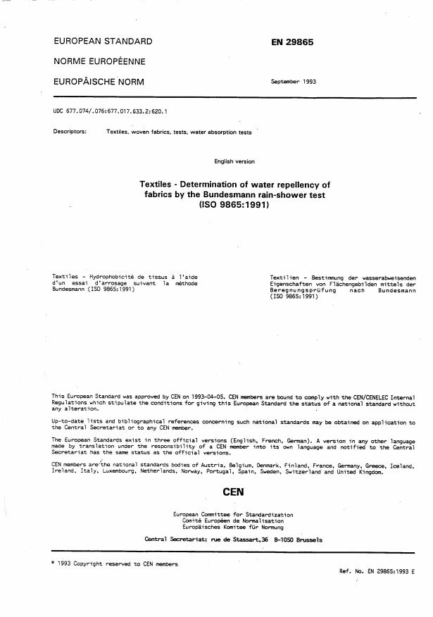 EN 29865:1999