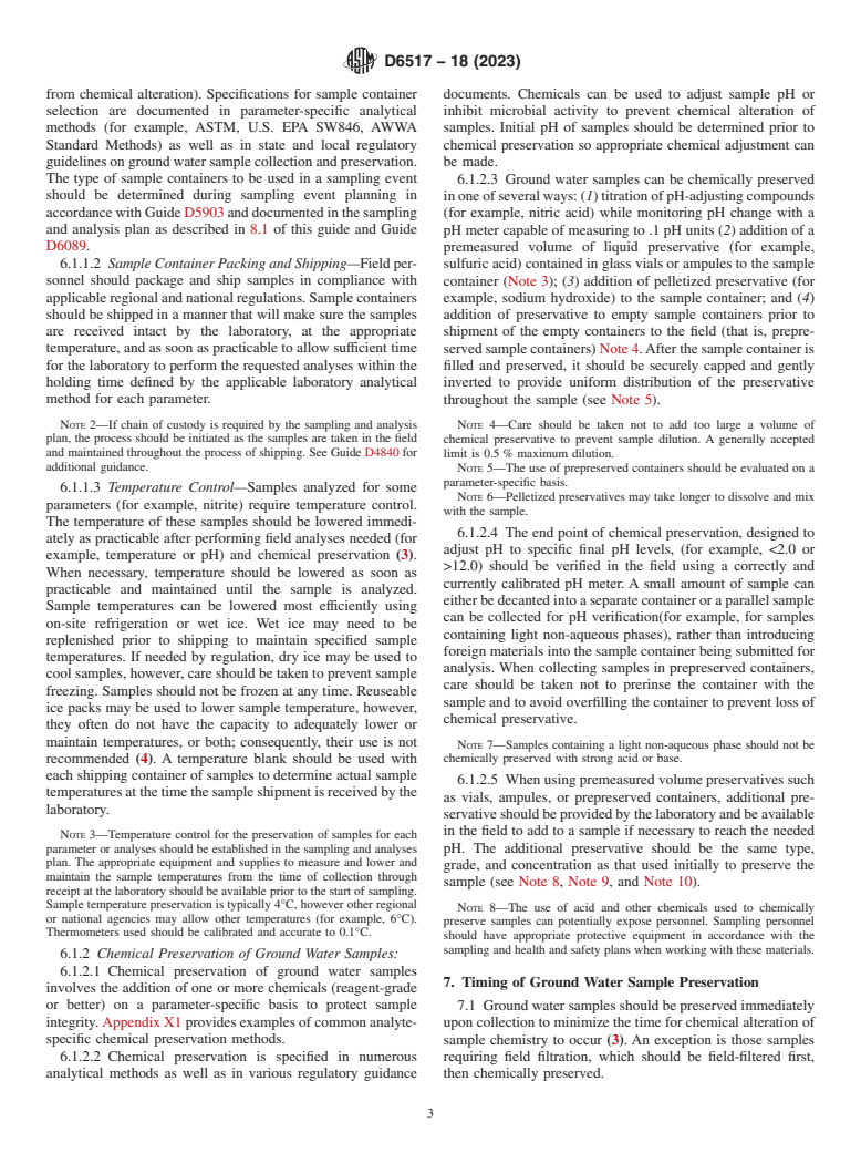 ASTM D6517-18(2023) - Standard Guide for  Field Preservation of Ground Water Samples