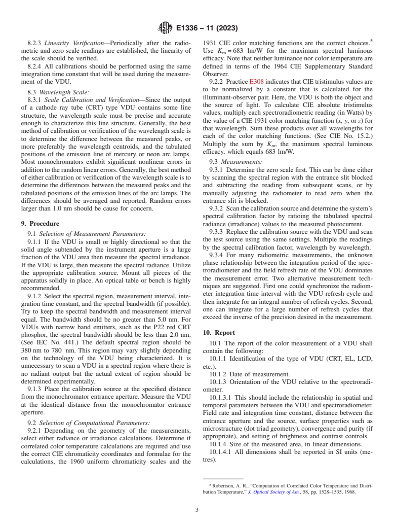 ASTM E1336-11(2023) - Standard Test Method for Obtaining Colorimetric Data From a Visual Display Unit by Spectroradiometry