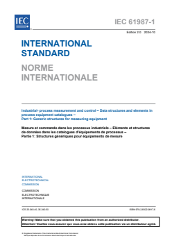 IEC 61987-1:2024 - Industrial-process measurement and control - Data structures and elements in process equipment catalogues - Part 1: Generic structures for measuring equipment
Released:23. 10. 2024
Isbn:9782832298176 - Page 3 preview