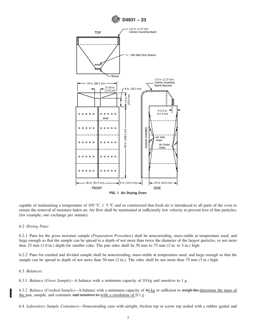 REDLINE ASTM D4931-23 - Standard Test Method for  Gross Moisture in Green Petroleum Coke