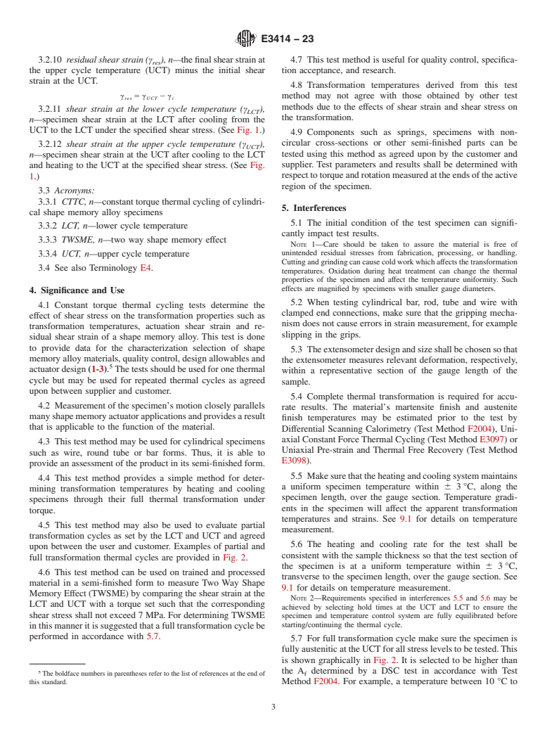 ASTM E3414-23 - Standard Test Method for Constant Torque Thermal Cycling of Cylindrical Shape Memory Alloy Specimens