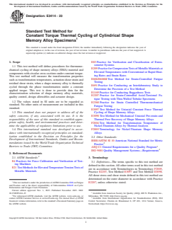 ASTM E3414-23 ASTM E3414-23 - Standard Test Method for Constant Torque Thermal Cycling of Cylindrical Shape Memory Alloy Specimens - Page 1 preview